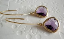 wedding photo - Gold Amethyst Earrings, gold earrings amethyst, Amethyst earrings gold, Long earrings Amethyst, Purple Amethyst Dangle Earrings