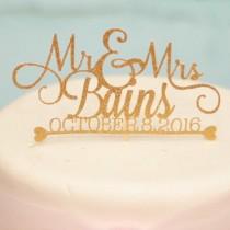 wedding photo - Custom Wedding Cake Topper, Gold wedding cake topper, Whimsical Wedding Cake Topper, Mr and Mrs