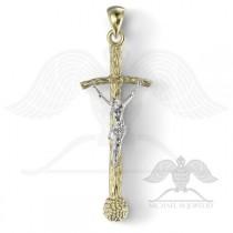 wedding photo -  Pope Catholic Cross pendant 14kYG and 14KWG custommade, handmade, made to order - 091