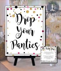wedding photo - Bridal Shower Panty Game - Printable Black Gold and Pink Glitter Panty Game Cards and Sign - Lingerie or Bachelorette Party Game 0001-GL2