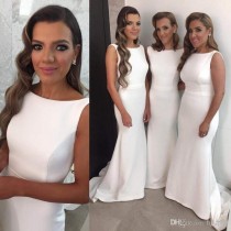 wedding photo -  Elegant Long Formal Dresses for Women 2016 Scoop Mermaid Sweep Train Open Back Bridesmaid Dresses White Convertible Dresses Party Gowns 2017 Bridesmaid Dress Bridesmaid Dress Cheap Bridesmaid Dress Online with 102.86/Piece on Hjklp88's Store 