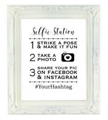 wedding photo - Custom Selfie Station Sign, Wedding Hashtag Sign, Digital Hashtag Sign, Printable Wedding Sign, 8x10 Custom Printable Party Sign