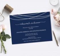 wedding photo -  Navy Blue String Lights Rehearsal Dinner Invitations & Wedding Dinner Invitations - Navy Dinner Invites PDF Instant Download 