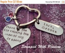 wedding photo - Halloween Sale Hand Stamped KeyChain thank you for raising the man of my dreams Wedding Gift Mother In Law Mother Of the Groom key chain rin