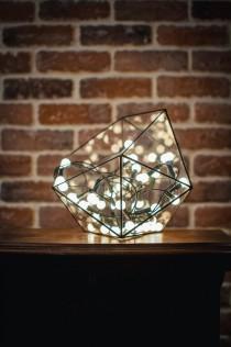 wedding photo - Medium Terrarium Icosahedron, Stained Glass Vase, Planter for indoor gardening, Candle holder, Stained glass icosahedron