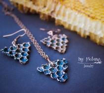 wedding photo - Copper set Copper jewelry Electroformed jewelry Natural honeycomb Copper pendant