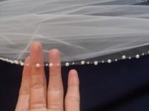 wedding photo - PEARL  BEADED  edge  One tier Elegant Wedding Bridal veil. White or Ivory , elbow , fingertip cathedral lenght with  comb ready to wear