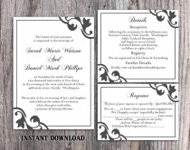 wedding photo -  DIY Wedding Invitation Template Set Editable Word File Instant Download Printable Invitation Black Wedding Invitation Elegant Invitations