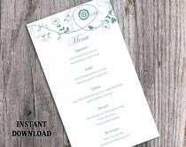 wedding photo -  Wedding Menu Template DIY Menu Card Template Editable Text Word File Instant Download Blue Menu Bird Menu Card Floral Printable Menu 4x7inch