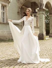 wedding photo - Summer Style Lace Long Sleeve Wedding Dresses 2016 V Neck A Line Lace Wedding Dress Beading Beach Bridal Gowns-in Wedding Dresses From Weddings & Events On Aliexpress.com 