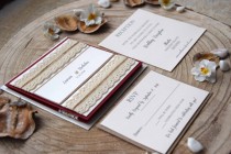 wedding photo -  Burgundy Wedding Invitation, Pocketfold Invitation Elegant Wedding Invitation Kit, Lace Wedding Invitation, Fall Wedding Invitation - SAMPLE