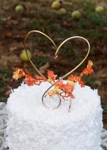 wedding photo - Fall Cake Topper With Autumn Leaves, Romantic Theme Decor