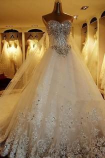 wedding photo -  Stunning Sweetheart Ball Gown Watteau Train Wedding Dress with Appliques Beading