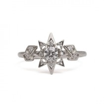 wedding photo - Diamond Art Deco Star Engagement Ring