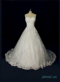 wedding photo - Beautiful strapless princess lace ball gown wedding dress