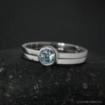 wedding photo - Round Aquamarine Engagement Ring Set – Choose Your Setting