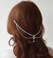 wedding photo -  Bridal Hair Accessory, Bridal Head Chain, Pearl Hair Jewelry, Bridal Headpiece, Wedding Headpiece, Wedding Headband