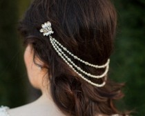 wedding photo - Grecian Style Statement Headpiece, Rhinestone Feature Clasps, Marina