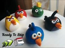 wedding photo - Angry Birds Fondant Cake Topper (5 Piece Set) +6 wood boards. Ready to ship in 3-5 business days. "We do custom orders"