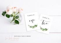 wedding photo - Printable Table Numbers / Wedding Table Numbers - Table Numbers 1-15  - Rustic Greenery