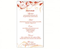 wedding photo -  Wedding Menu Template DIY Menu Card Template Editable Text Word File Instant Download Red Menu Floral Menu Template Printable Menu 4x7inch