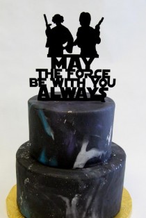 wedding photo - Starwars InspiredMay The Force Be With You Cake Topper  - newlyweds, wedding decor, mr and mrs, the force awakens, starwars theme