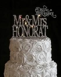 wedding photo - Name Cake Topper - Wedding Cake Topper - Personalized Last Name Cake Topper - Crystal Cake Topper - Mr and Mrs Last Name - Bride and Groom