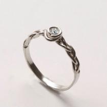 wedding photo - Braided Engagement Ring No.3 - 14K White Gold and Diamond engagement, unisex ring, engagement ring, wedding band, celtic ring