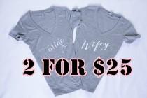 wedding photo - 2 Shirts- Bride Shirt, Bride tee, Wifey Shirt, Bride to be, T-shirt, V-Neck, Gifts for Bride , Bridal Shower Gift, Bachelorette Party