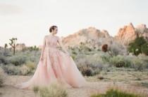 wedding photo - A Dreamy Pink Wedding Dress captured in Joshua Tree