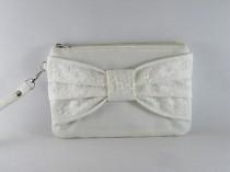 wedding photo - LOVELY BAG - Ivory Lace Bow Purse - Bridal Purse, Bridesmaid Purse, Wedding Purse, Evening Purse - Made To Order