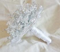 wedding photo - Bridal bouquet wedding flowers butterflies and hearts Silver brooch alternative crystals pearls