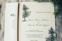 wedding photo - Rustic Pine Wedding Invitation Cabin Evergreen Printable or Ship