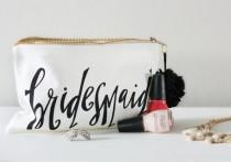 wedding photo - Bridesmaid Makeup Bag - Bridesmaid Gift, Maid of Honor Gift, Favor Bags, Gift Bags, Bridal Party Bags Bride Bag Wedding makeup Bag