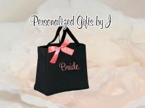 wedding photo - 9 Personalized Bridesmaid Gift Tote Bags- Embroidered Tote - Maid of Honor Gift - Name Tote- Mother of the Bride/ Groom