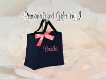 wedding photo - 8  Bridesmaid Gift- Personalized Bridemaid Tote - Wedding Party Gift - Maid of Honor-Personalized Bridesmaid Gift Tote Bag