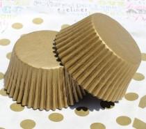 wedding photo - 100 Gold Shimmer Cupcake Liners, Gold Shimmer Baking Cups, Gold Wedding Cupcake Liners - Professional Grade and Greaseproof Cupcake Liners