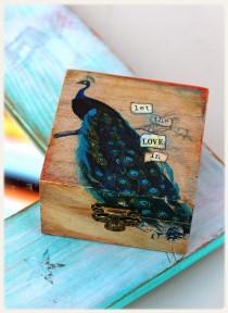 wedding photo - Peacock ring box: personalized gift for peacock wedding, ring bearer, proposal, engagement box, ring pillow alternative, peacock decoration.