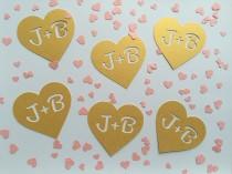 wedding photo - Custom Wedding Confetti Hearts with Bride and Groom Initials. Table Decoration, Bridal Showers, Bachelorette Party, Anniversary, Proposal
