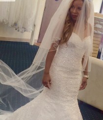 wedding photo - Cathedral Veil with Blusher, Dusted with Double-sided Scattered Rhinestones