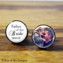 wedding photo - Father of the Bride Personalized wedding cufflinks - A personalised photo gift for your wedding day (stainless steel cufflinks)