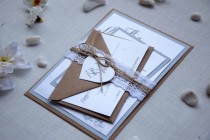 wedding photo -  Rustic Chic Wedding Invitation Kit, Grey Wedding Invitation, Custom Invitations, Lace Wedding Invites, Country Wedding Invite - SAMPLE