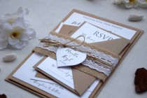 wedding photo -  Rustic Lace Wedding Invite, Simple Wedding Invitation, Lace Invitation, Personalized Wedding Invitation, Country Wedding Invitation - SAMPLE