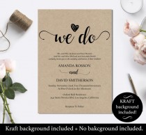 wedding photo -  We Do Wedding Invitation Template - Rustic Kraft We Do Wedding Invitation - Instant download wedding invitation template 