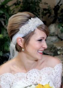 wedding photo - Bridal Headpiece, BONNIE, Great Gatsby Headpiece, Bridal Headpiece, Rhinestone Leaf Headband, Crystal Headpiece,