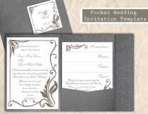 wedding photo -  Pocket Wedding Invitation Template Set DIY EDITABLE Word File Download Gray Wedding Invitation Coffee Invitation Printable Invitation