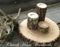 wedding photo - 3 tree branch candle holders, rustic wedding candle holder, wood candle holder, natural tree branch, log candle holders