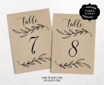 wedding photo - Wedding Table Numbers 1–40, Rustic Wedding Table Numbers Template (Flat), Reserved and Head Table Signs Included, 2-sizes: 5x7 and 4x6, TN09