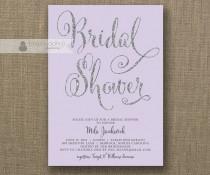 wedding photo - Lilac & Silver Glitter Bridal Shower Invitation Pastel Purple Lavender Hens Party Modern FREE PRIORITY SHIPPING or DiY Printable - Mila