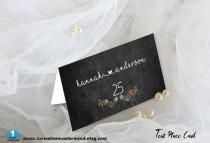 wedding photo - DIY Chalkboard Floral Wedding Tent Place Card Template, Flat Escort Card, name card,Editable Printable, Digital Instant Download, 1CM91-1